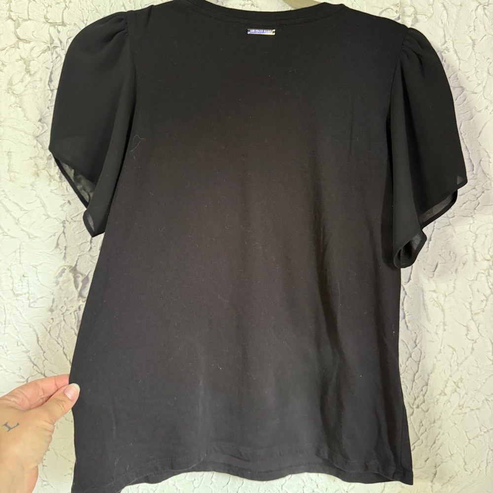 MICHAEL Michael Kors Classic Black Top with Statement Sleeve - Picture 7 of 9